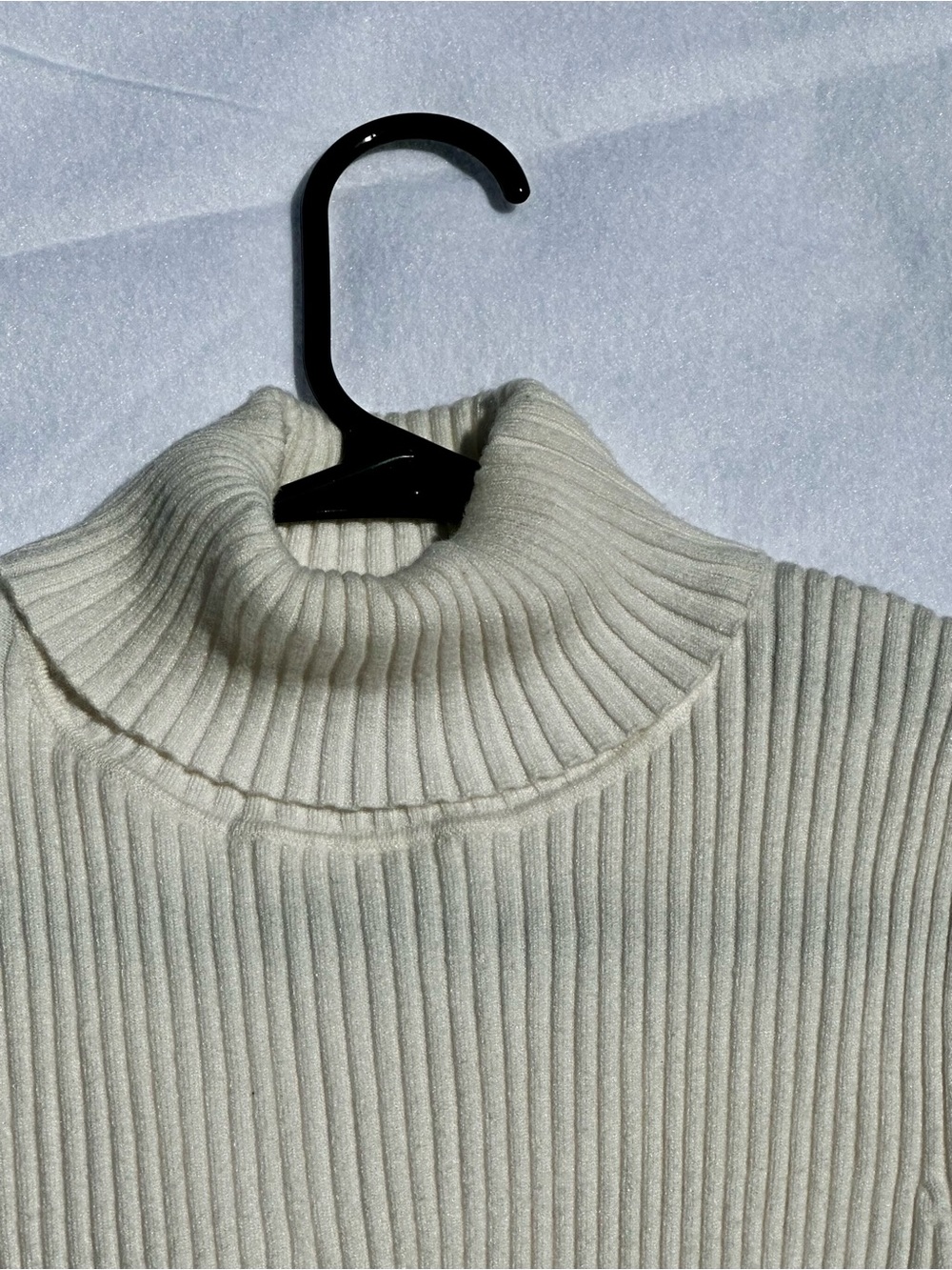 Banana Republic Cream Ribbed Turtleneck Sweater Top Short Sleeve Sz Lrg A9-073 - Picture 3 of 10